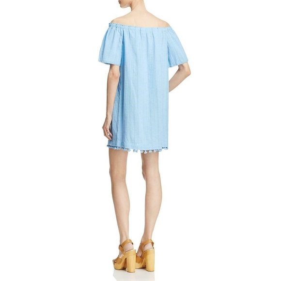 BELTAINE BLUE OFF THE SHOULDER TASSEL DRESS LARGE - Picture 6 of 6